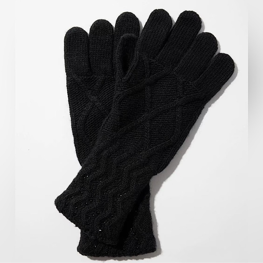WHBM BLACK RHINESTONE PATTERNED GLOVES